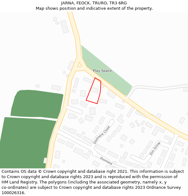 JARNA, FEOCK, TRURO, TR3 6RG: Location map and indicative extent of plot