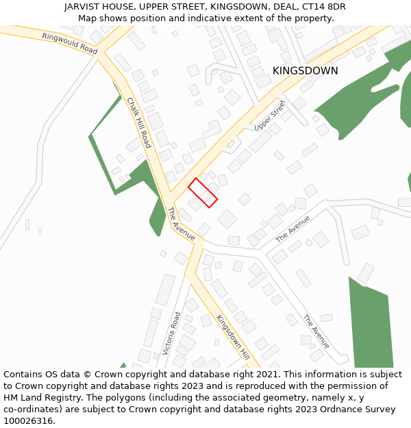 JARVIST HOUSE, UPPER STREET, KINGSDOWN, DEAL, CT14 8DR: Location map and indicative extent of plot
