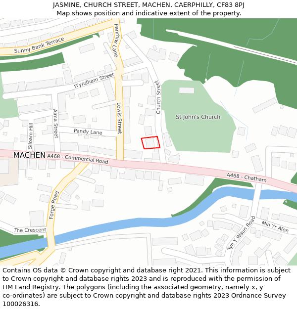 JASMINE, CHURCH STREET, MACHEN, CAERPHILLY, CF83 8PJ: Location map and indicative extent of plot