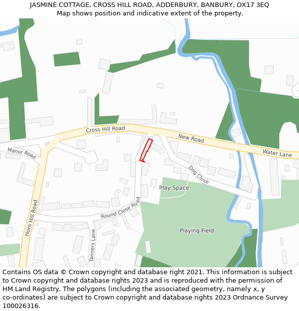 JASMINE COTTAGE, CROSS HILL ROAD, ADDERBURY, BANBURY, OX17 3EQ: Location map and indicative extent of plot