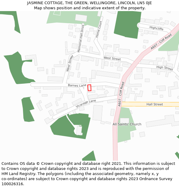 JASMINE COTTAGE, THE GREEN, WELLINGORE, LINCOLN, LN5 0JE: Location map and indicative extent of plot