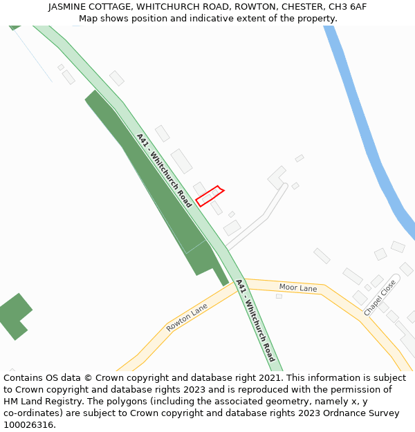 JASMINE COTTAGE, WHITCHURCH ROAD, ROWTON, CHESTER, CH3 6AF: Location map and indicative extent of plot