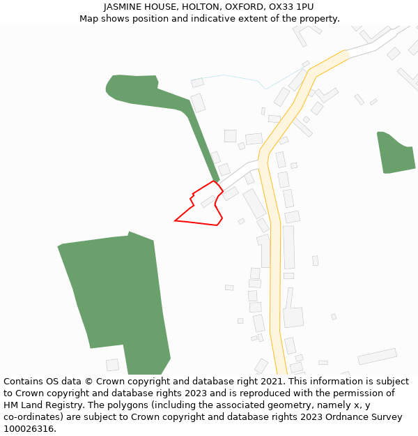 JASMINE HOUSE, HOLTON, OXFORD, OX33 1PU: Location map and indicative extent of plot