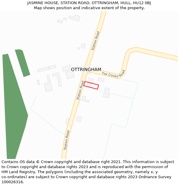 JASMINE HOUSE, STATION ROAD, OTTRINGHAM, HULL, HU12 0BJ: Location map and indicative extent of plot