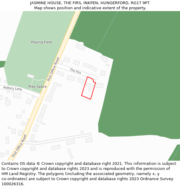 JASMINE HOUSE, THE FIRS, INKPEN, HUNGERFORD, RG17 9PT: Location map and indicative extent of plot