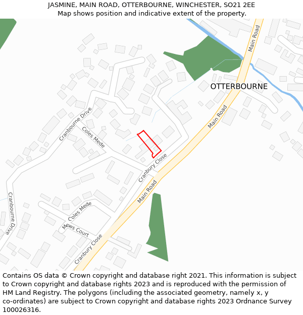 JASMINE, MAIN ROAD, OTTERBOURNE, WINCHESTER, SO21 2EE: Location map and indicative extent of plot