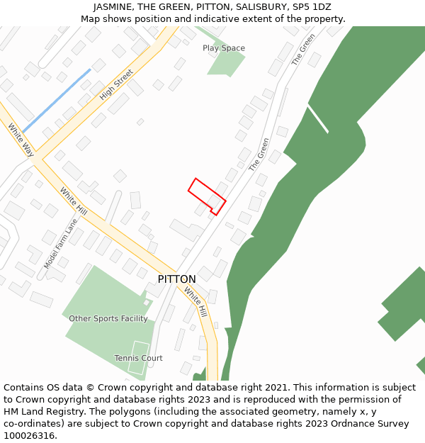 JASMINE, THE GREEN, PITTON, SALISBURY, SP5 1DZ: Location map and indicative extent of plot
