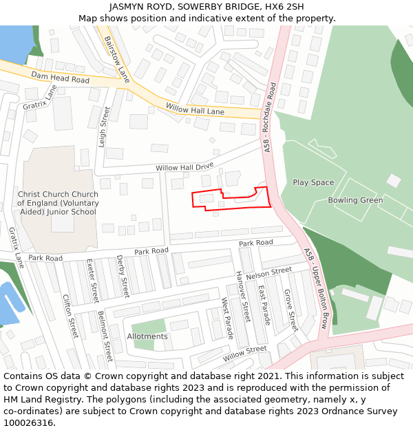 JASMYN ROYD, SOWERBY BRIDGE, HX6 2SH: Location map and indicative extent of plot