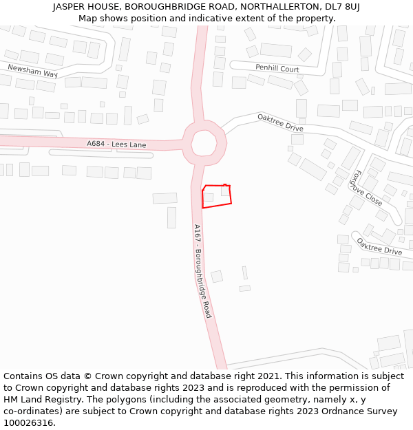 JASPER HOUSE, BOROUGHBRIDGE ROAD, NORTHALLERTON, DL7 8UJ: Location map and indicative extent of plot