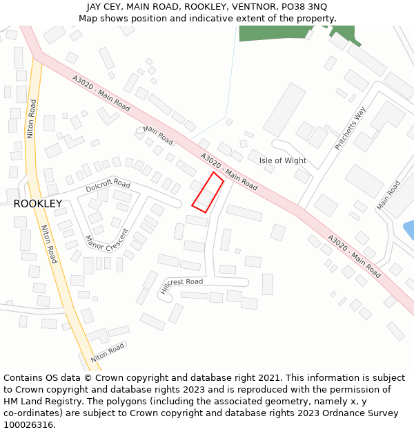 JAY CEY, MAIN ROAD, ROOKLEY, VENTNOR, PO38 3NQ: Location map and indicative extent of plot