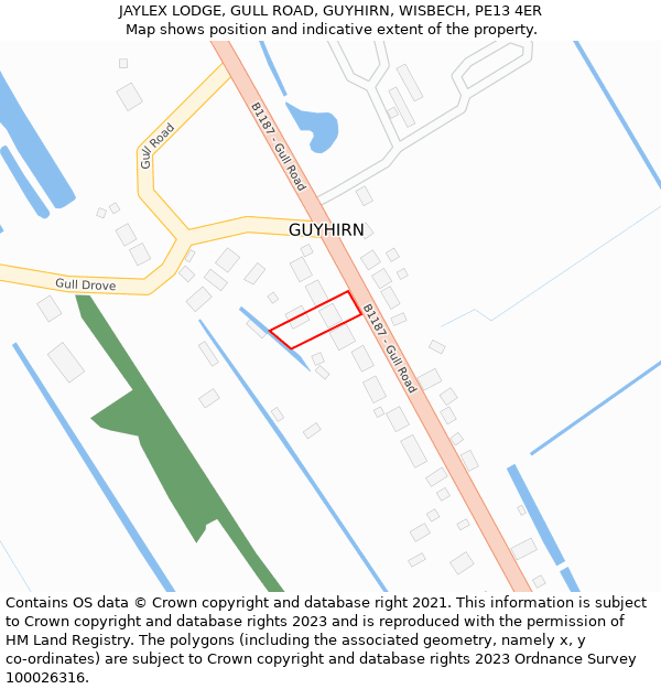 JAYLEX LODGE, GULL ROAD, GUYHIRN, WISBECH, PE13 4ER: Location map and indicative extent of plot