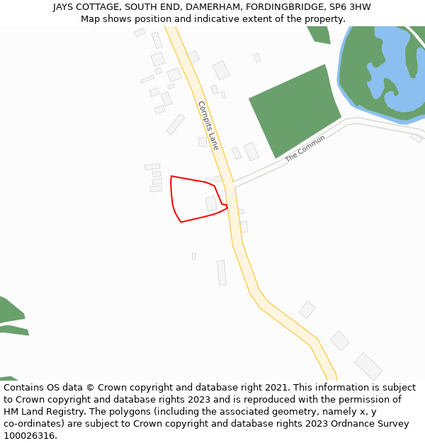 JAYS COTTAGE, SOUTH END, DAMERHAM, FORDINGBRIDGE, SP6 3HW: Location map and indicative extent of plot