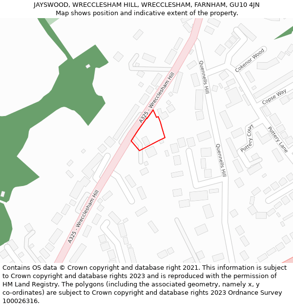 JAYSWOOD, WRECCLESHAM HILL, WRECCLESHAM, FARNHAM, GU10 4JN: Location map and indicative extent of plot