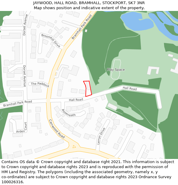 JAYWOOD, HALL ROAD, BRAMHALL, STOCKPORT, SK7 3NR: Location map and indicative extent of plot