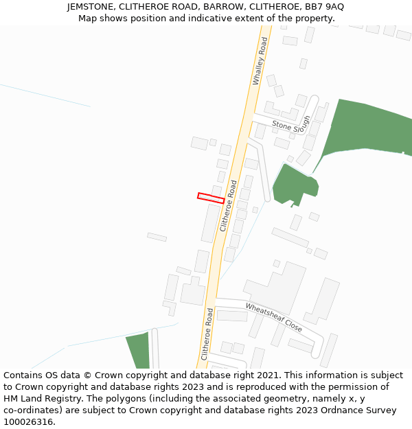 JEMSTONE, CLITHEROE ROAD, BARROW, CLITHEROE, BB7 9AQ: Location map and indicative extent of plot