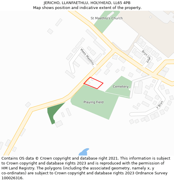 JERICHO, LLANFAETHLU, HOLYHEAD, LL65 4PB: Location map and indicative extent of plot