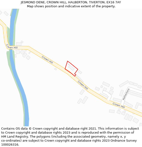 JESMOND DENE, CROWN HILL, HALBERTON, TIVERTON, EX16 7AY: Location map and indicative extent of plot