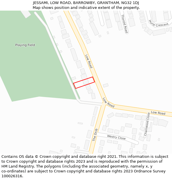 JESSAMI, LOW ROAD, BARROWBY, GRANTHAM, NG32 1DJ: Location map and indicative extent of plot