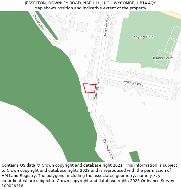 JESSELTON, DOWNLEY ROAD, NAPHILL, HIGH WYCOMBE, HP14 4QY: Location map and indicative extent of plot