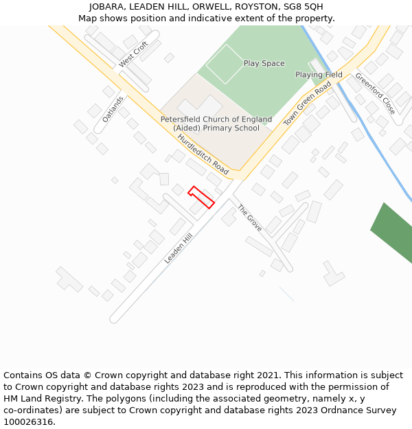 JOBARA, LEADEN HILL, ORWELL, ROYSTON, SG8 5QH: Location map and indicative extent of plot