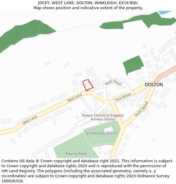 JOCEY, WEST LANE, DOLTON, WINKLEIGH, EX19 8QU: Location map and indicative extent of plot