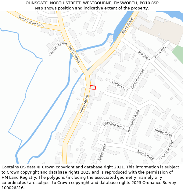 JOHNSGATE, NORTH STREET, WESTBOURNE, EMSWORTH, PO10 8SP: Location map and indicative extent of plot