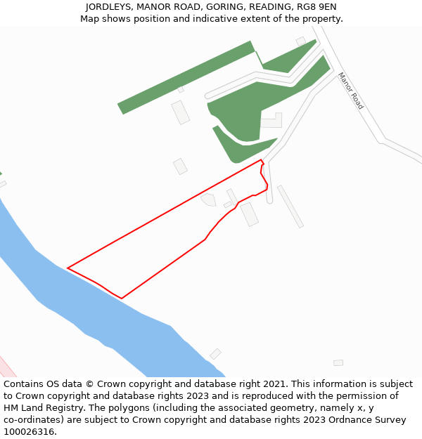 JORDLEYS, MANOR ROAD, GORING, READING, RG8 9EN: Location map and indicative extent of plot