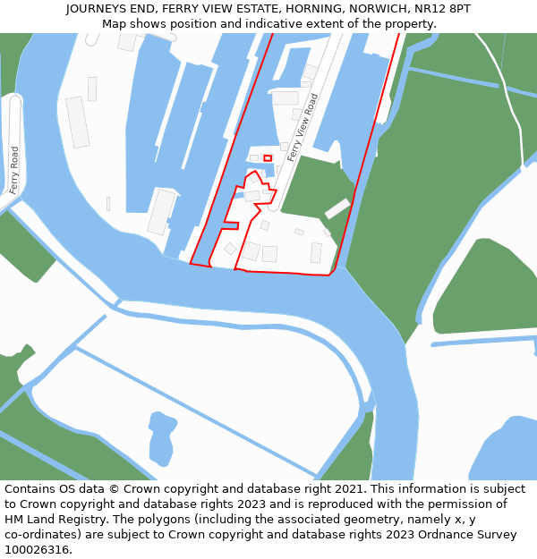 JOURNEYS END, FERRY VIEW ESTATE, HORNING, NORWICH, NR12 8PT: Location map and indicative extent of plot