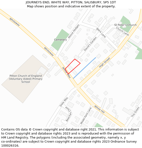 JOURNEYS END, WHITE WAY, PITTON, SALISBURY, SP5 1DT: Location map and indicative extent of plot