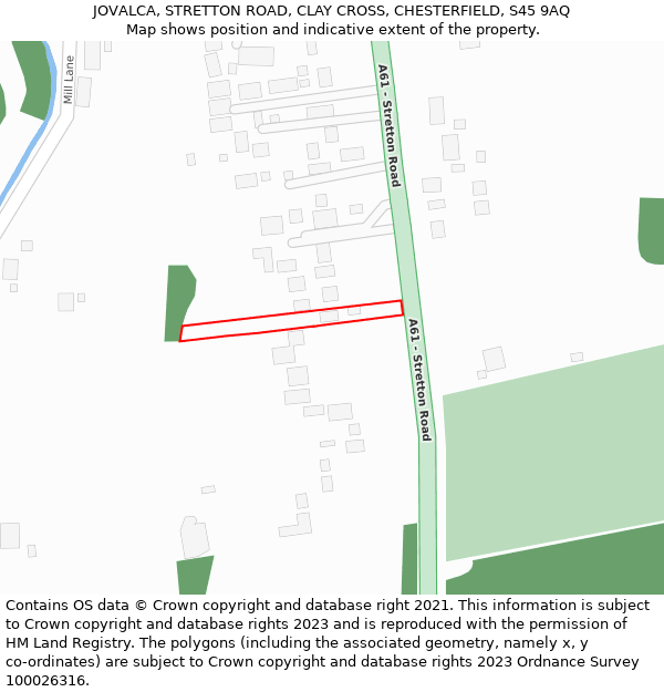 JOVALCA, STRETTON ROAD, CLAY CROSS, CHESTERFIELD, S45 9AQ: Location map and indicative extent of plot