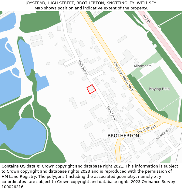 JOYSTEAD, HIGH STREET, BROTHERTON, KNOTTINGLEY, WF11 9EY: Location map and indicative extent of plot