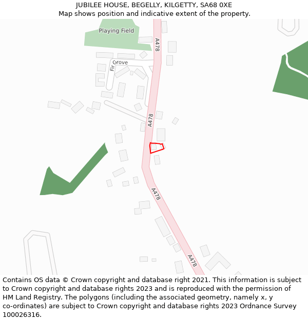 JUBILEE HOUSE, BEGELLY, KILGETTY, SA68 0XE: Location map and indicative extent of plot