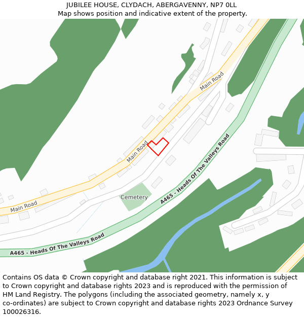 JUBILEE HOUSE, CLYDACH, ABERGAVENNY, NP7 0LL: Location map and indicative extent of plot