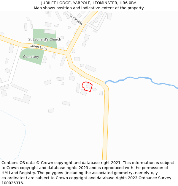 JUBILEE LODGE, YARPOLE, LEOMINSTER, HR6 0BA: Location map and indicative extent of plot