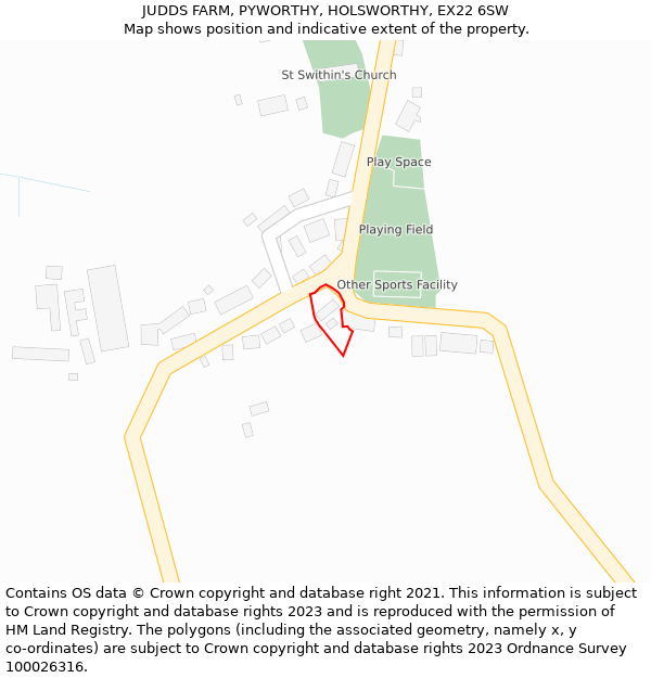 JUDDS FARM, PYWORTHY, HOLSWORTHY, EX22 6SW: Location map and indicative extent of plot