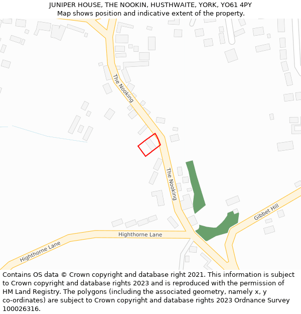 JUNIPER HOUSE, THE NOOKIN, HUSTHWAITE, YORK, YO61 4PY: Location map and indicative extent of plot