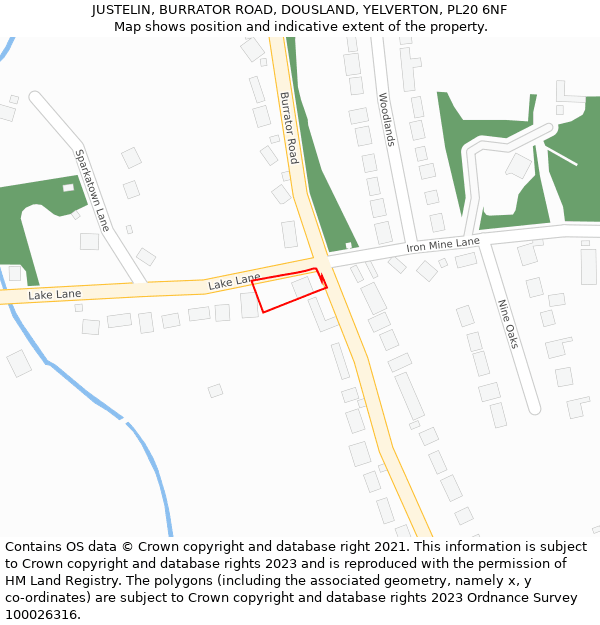 JUSTELIN, BURRATOR ROAD, DOUSLAND, YELVERTON, PL20 6NF: Location map and indicative extent of plot