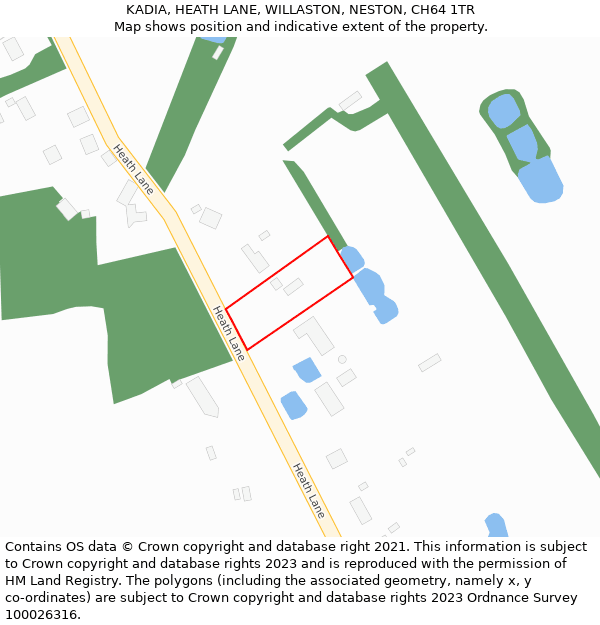 KADIA, HEATH LANE, WILLASTON, NESTON, CH64 1TR: Location map and indicative extent of plot