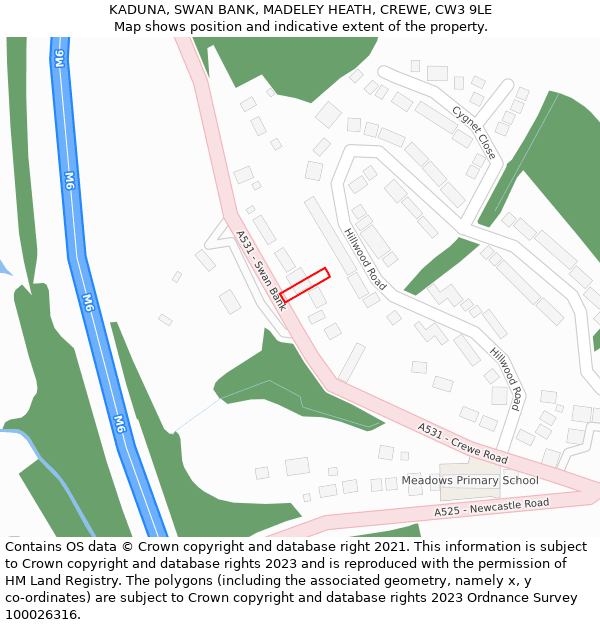 KADUNA, SWAN BANK, MADELEY HEATH, CREWE, CW3 9LE: Location map and indicative extent of plot