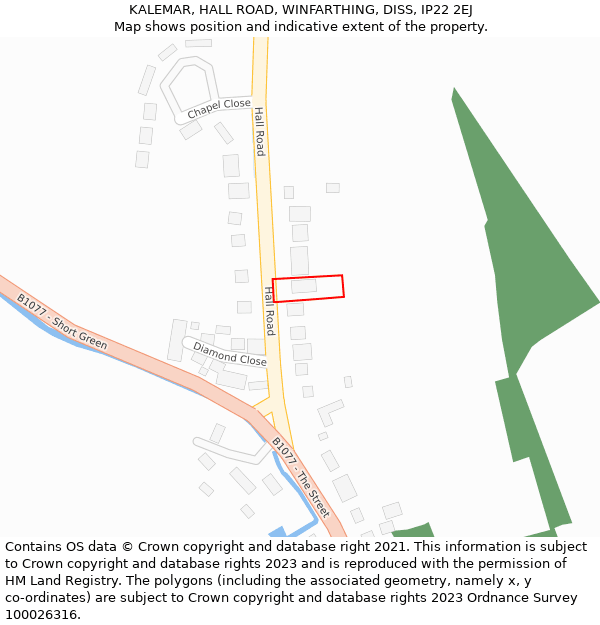 KALEMAR, HALL ROAD, WINFARTHING, DISS, IP22 2EJ: Location map and indicative extent of plot