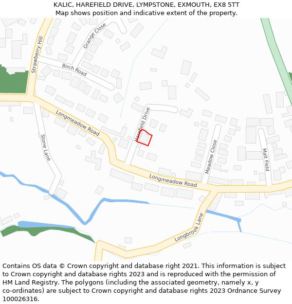 KALIC, HAREFIELD DRIVE, LYMPSTONE, EXMOUTH, EX8 5TT: Location map and indicative extent of plot