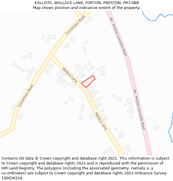 KALLISTA, WALLACE LANE, FORTON, PRESTON, PR3 0BB: Location map and indicative extent of plot