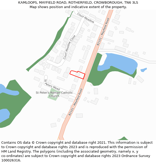KAMLOOPS, MAYFIELD ROAD, ROTHERFIELD, CROWBOROUGH, TN6 3LS: Location map and indicative extent of plot