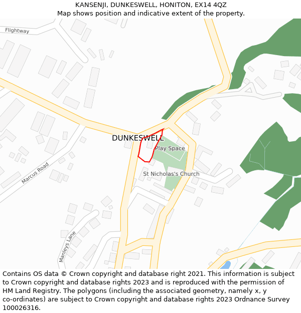 KANSENJI, DUNKESWELL, HONITON, EX14 4QZ: Location map and indicative extent of plot