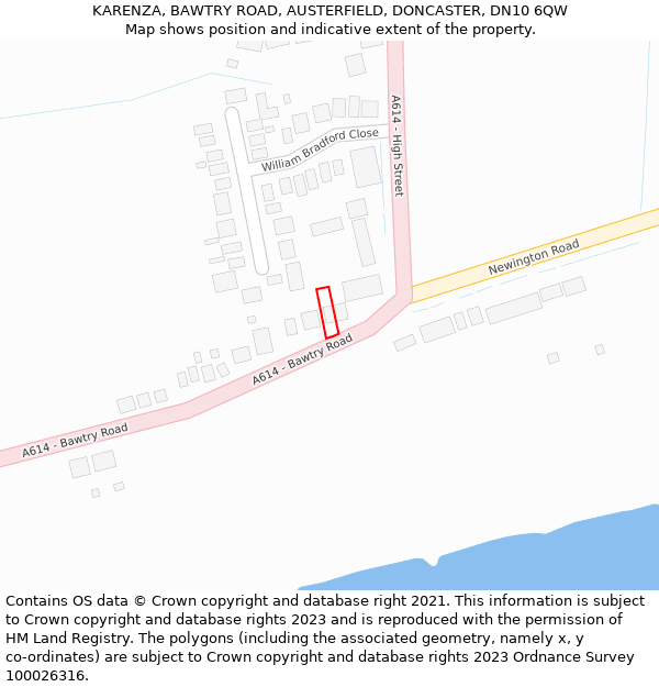 KARENZA, BAWTRY ROAD, AUSTERFIELD, DONCASTER, DN10 6QW: Location map and indicative extent of plot