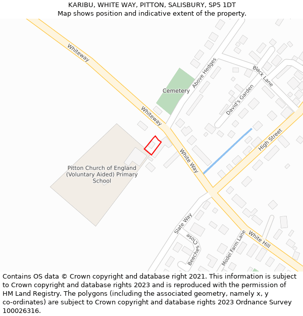 KARIBU, WHITE WAY, PITTON, SALISBURY, SP5 1DT: Location map and indicative extent of plot