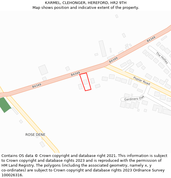 KARMEL, CLEHONGER, HEREFORD, HR2 9TH: Location map and indicative extent of plot