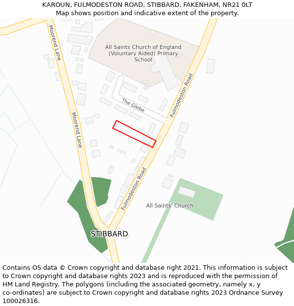 KAROUN, FULMODESTON ROAD, STIBBARD, FAKENHAM, NR21 0LT: Location map and indicative extent of plot