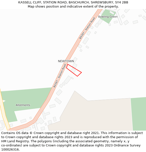 KASSELL CLIFF, STATION ROAD, BASCHURCH, SHREWSBURY, SY4 2BB: Location map and indicative extent of plot