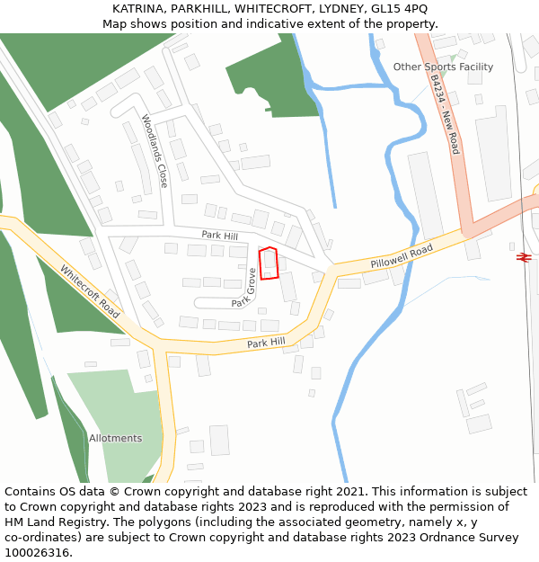 KATRINA, PARKHILL, WHITECROFT, LYDNEY, GL15 4PQ: Location map and indicative extent of plot